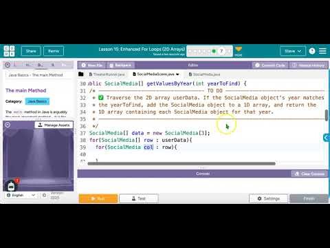 Lesson 15 Level 7 Theater and Enhanced For Loop