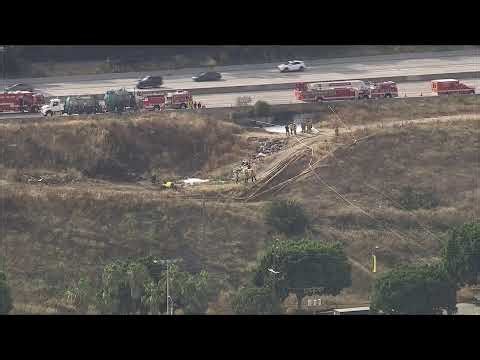 Live: Box truck catches fire after pursuit crash in Willowbrook