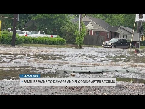 Families wake to damage and flooding after storms