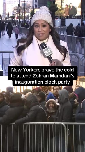 New Yorkers started lining up around 9 a.m. to attend Zohran Mamdani's inauguration day block party on Broadway between Liberty and Murray Streets. You can catch all the action streaming live at our link in bio.