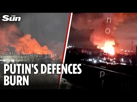 Putin's defence supplies BURN as Ukrainian drones attack massive battery facility