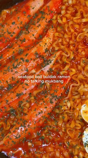 Seafood Boil Buldak Ramen Mukbang (No Talking)