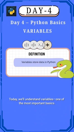 Tech Byte on Instagram: "Day 4 – Python Basics 🚀 Python is easy to learn and perfect for beginners. Start your coding journey today. ⚠️Follow TECH BYTE for daily Python tips. SEO[Python programming for beginners, Python basics explained, learn Python from scratch, beginner coding tutorials, Python for students, easy programming language to start coding.] #python#learnpython#codingforbeginners #programmingbasics #techbyteclub"