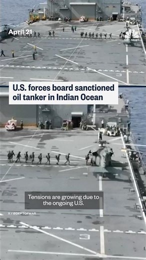 U.S. forces board sanctioned oil tanker in Indian Ocean