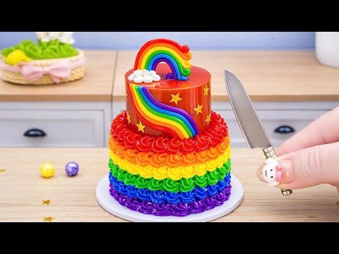 Satisfying Mini Rainbow Cake Recipe 🌈🍫 Best Yummy Rainbow Buttercream Cake In The World
