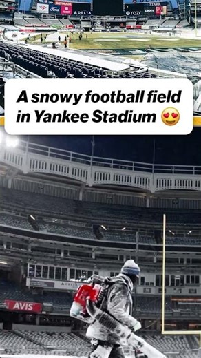 Football Weather at Yankee Stadium 🥶 📸 @yankees @PennStateFball/X #footvall #cfb #snow #mlb #psu
