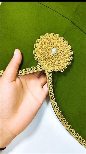 Beautiful Lace Flower Neckline Design | Sewing Tips & Tricks | Easy Embroidery Work#youtubeshorts