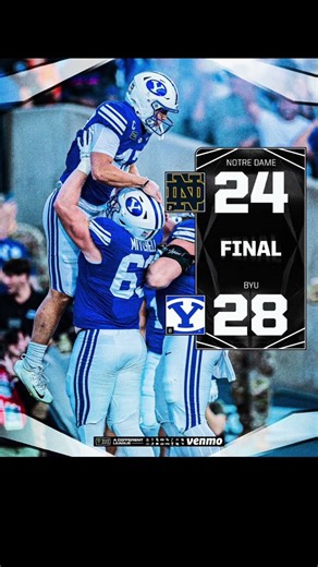 Notre Dame versus BYU final score ￼