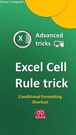 EXCEL cell formatting trick to save time ! Conditional formatting in Excel, Excel tips and tricks, Excel tutorials #exceltips #Excel #exceltutorial #spreadsheets #exceltricks #ExcelForBeginners #excelformulas #excelfunctions #excelfunctions #excelformula | Vision Computers