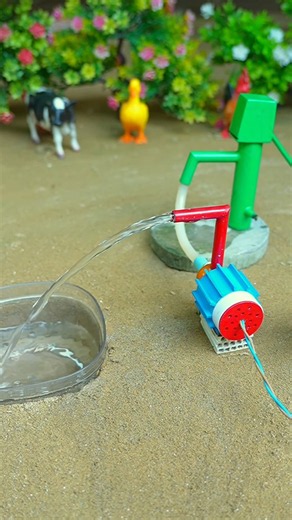 Mini hand pump project water with supply motor drinks goats and duck farm #waterpump #shorts #822
