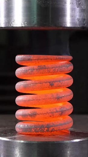 Hydraulic Press vs Iron Spring 🌀💥 | Can a Spring Survive This Pressure?#crushing #ytshorts #asmr