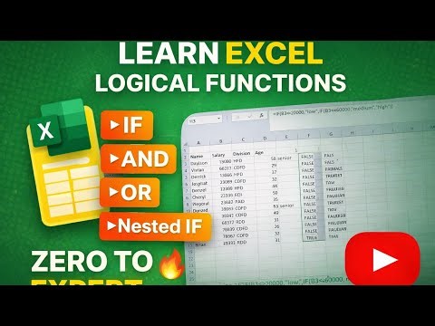 Excel Logical Functions Explained (IF, AND, OR, Nested IF) | Beginner Tutorial