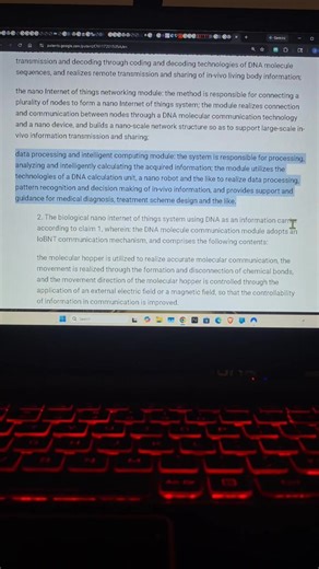 This patent describes a proposed biological nano–Internet of Things (IoBNT) system that uses DNA molecules as the carrier, storage medium, and communication signal for information inside biological environments, such as the human body. The system combines biological nanosensors, DNA data encoding, DNA molecular communication, and nano-networking architectures to collect biological signals (like biomarkers), convert them into DNA sequences, transmit those sequences between nano-devices, and proce