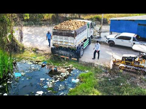 First Opening Amazing Project.! Landfill Stone Delete Flooded Area By Skills Dozer With 5ton Truck