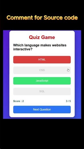 🧠 In this video, you'll learn how to build a Quiz Game using HTML, CSS, and JavaScript from scratch.
