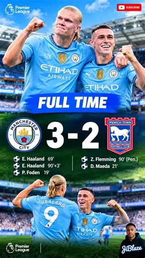 Man City vs Ipswich Town 3-2 | Full Match Goals and Highlights | Premier League
