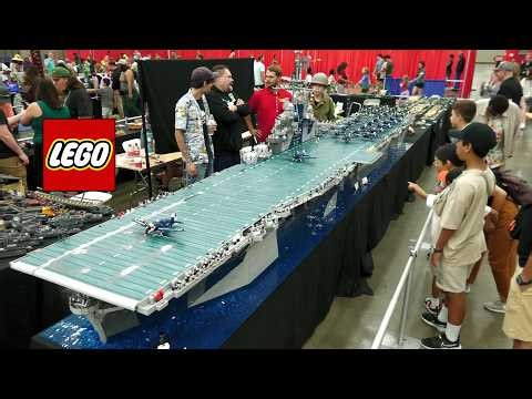 Huge LEGO USS Hornet WWII Aircraft Carrier with 90 Airplanes