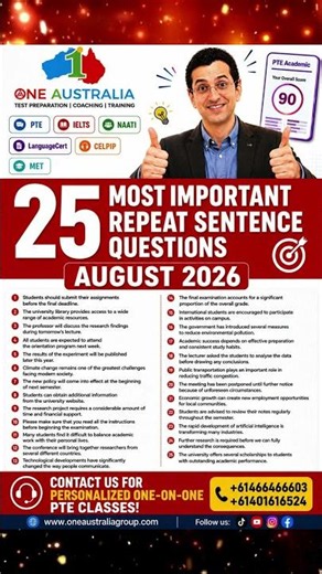 25 Most Important Repeat Sentence Questions - August 2026!