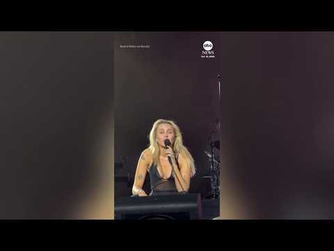 Miley Cyrus pays tribute to godmother Dolly Parton, wipes away tears during Hollywood Bowl concert
