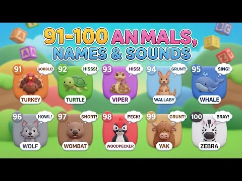 90-100 Animals Name and Sound |English |Animals forkids |Guggitv #animals #sound #name #kids #shorts