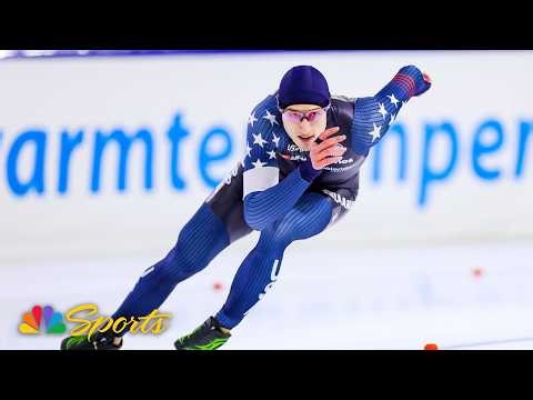 Jordan Stolz steals 2nd 1000m from Jenning de Boo at Speed Skating World Championships | NBC Sports