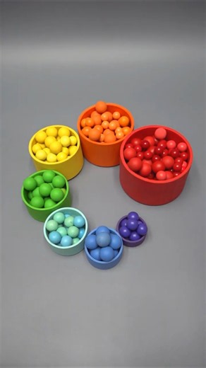 ASMR Reverse Rainbow Wooden Balls Pouring