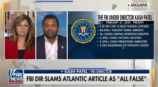 -40,000+ violent crime arrests - up 112%-2K+ gangs/criminal enterprises disrupted - up 210%-6,300+ child victims located - up 30%-2,500 kilograms of fentanyl seized, enough to kill 180 million Americans - up 31%-8 of the FBI’s Ten Most Wanted fugitives captured - double the number captured the previous four years combinedUnder President Trump’s leadership this FBI is getting after it at historic levels