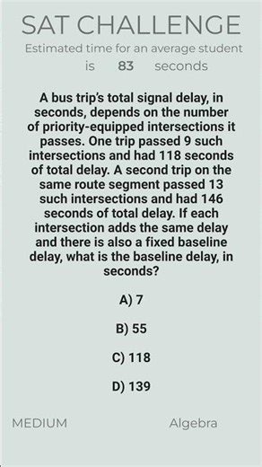 SAT Math Linear word problems: find baseline fast