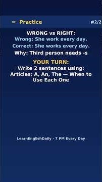 Articles: A, An, The — When to Use Each One | Learn English Daily