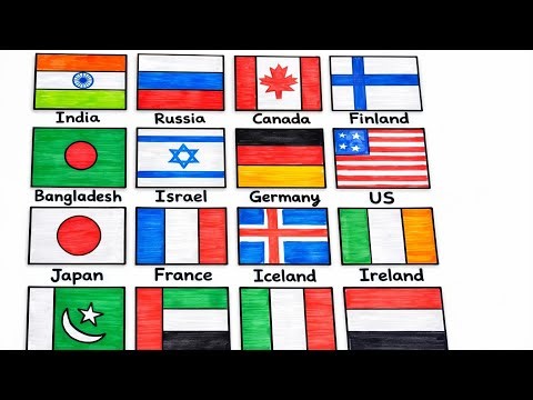 Drawing 15 National Flags Step by Step 🌍 | Easy & Satisfying Flag Art 🎨