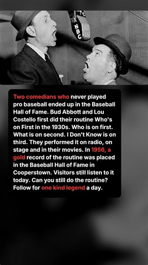 A Comedy Routine. The Hall of Fame Kept It.
