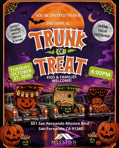 2nd Annual Trunk or Treat Halloween Event Oct 27th!