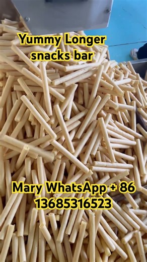 How to make Yummy snacks bar long puffs snack bar extrusion and cutting #machine #factory #extruder