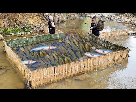 Dwarf Family Makes Traps to Catch Fish | Fish Traps to Sell at the Market