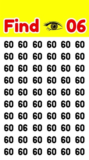 Try to find the different number 06 with in 11 second's