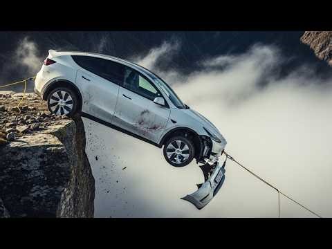 Stuck on Dangerous Mountain Summit 2021 Tesla Model Y Rescued Restored 12 Months⛰️🚙