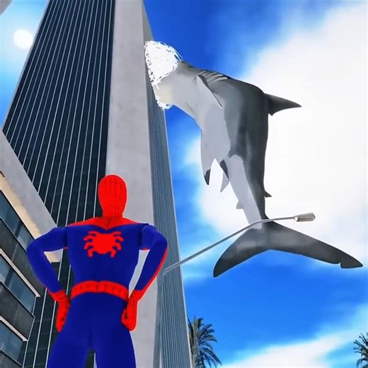 😱 TSUNAMI ATTACK! Spiderman Saves Franklin From Shark 💥 | Spiderman vs Megalodon – #ibd3d #shorts