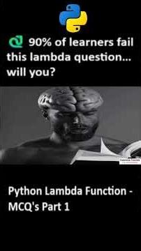 Python MCQ Lecture 17 - Quiz Part 1 | Lambda Functions | Interview Questions | DVT101