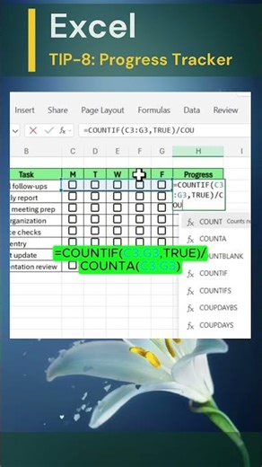 Excel Tips and Tricks 8: Progress Tracker #excel #tipsandtricks #exceltips