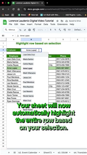 Row Highlight Hack in Google Sheets