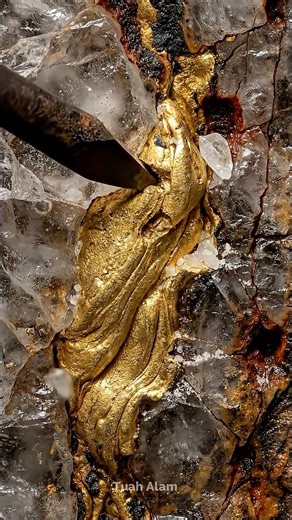 Hidden Gold Vein to Pure Gold Bar 🔨✨ | Breaking Stone to Reveal Pure Gold — ASMR Satisfying