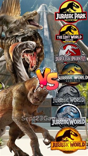 Distortus Rex x Titanosaurus x Tyrannosaurus Rex x Spinosaurus Rebirth vs Jurassic World Dinosaurs