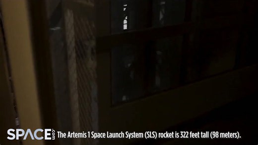 Footage of Artemis 1 moon rocket - view from the VAB elevator
