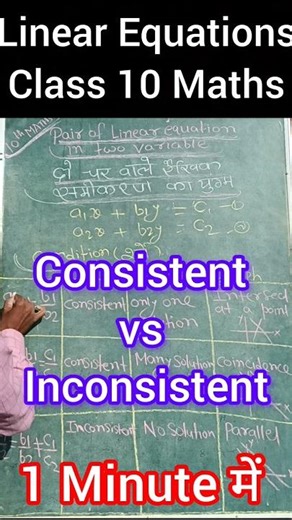Consistent vs Inconsistent 🔥 | Linear Equations Concept | Class 10 Maths #shorts