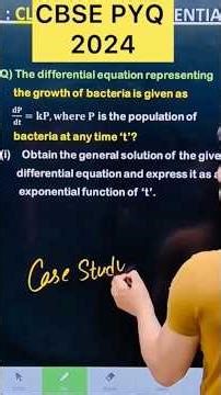 Q) The differential equation representing the growth of bacteria is given as 𝐝𝐏/𝐝𝐭=𝐤𝐏,
