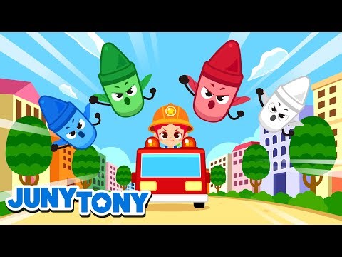 Colorful Vehicles Rescue Team 🚨 Emergency! Crayon Heroes | Songs for Kids | JunyTony