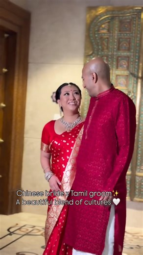 A beautiful cross-cultural wedding — our bride from China marrying a Tamil groom 🤍