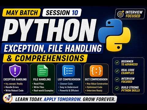 Python Exception Handling & File Handling Explained | Comprehensions| May Batch DE Roadmap #10