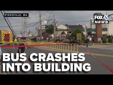 LIVE: Bus crashes into Pikesville building