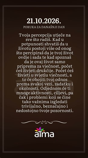 ATMA Poruka dana 21.10.2026.